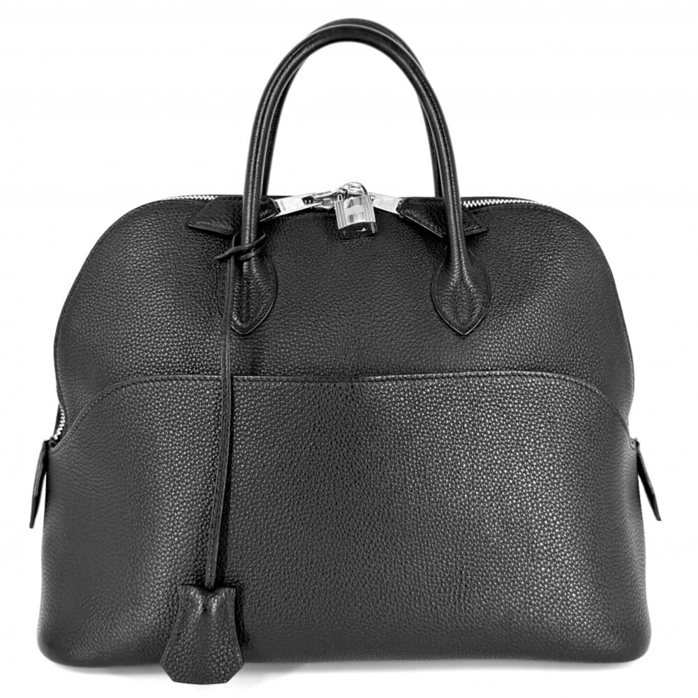 Hermes Bolide 31 handbag for women, HERMES □J stamp, leather, black, silver h...